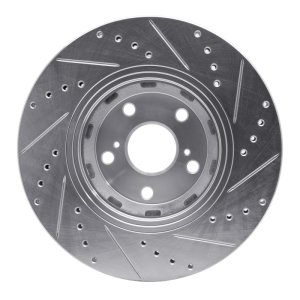 Toyota Venza Brake Rotor (1) - Front Left - R1 Concepts - Drilled & Slotted - Silver - `09-`15